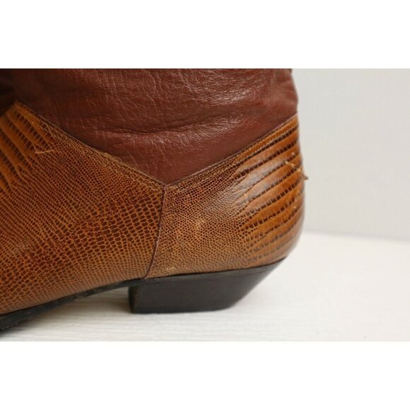 VINTAGE TAN BROWN LEATHER FASHION COWBOY BOOTS - SANDRA MILLER - SIZE 6.5 - Picture 9 of 12